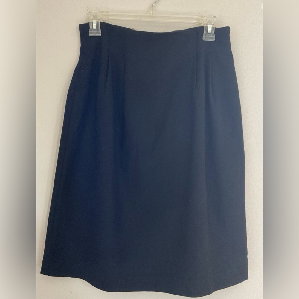 ILyse Hart LTD VNTG  Black pleaded Lined 100% Wool  Zipper Skirt Women Size 12